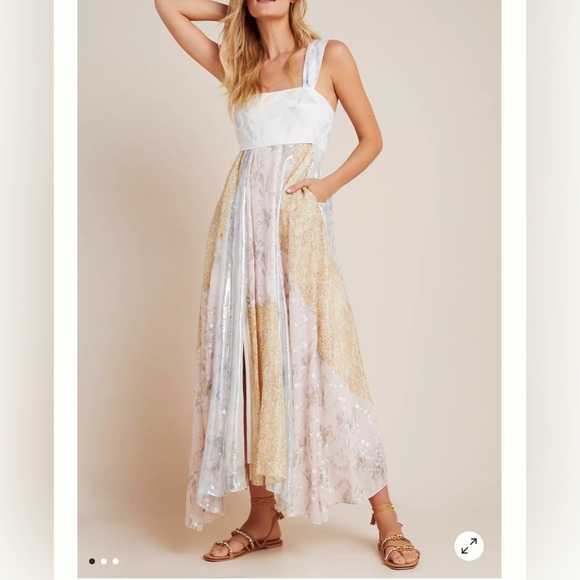 Rebecca Taylor Daffodil Sleeveless Shimmer Maxi Dress - Size 8 - Picture 1 of 10